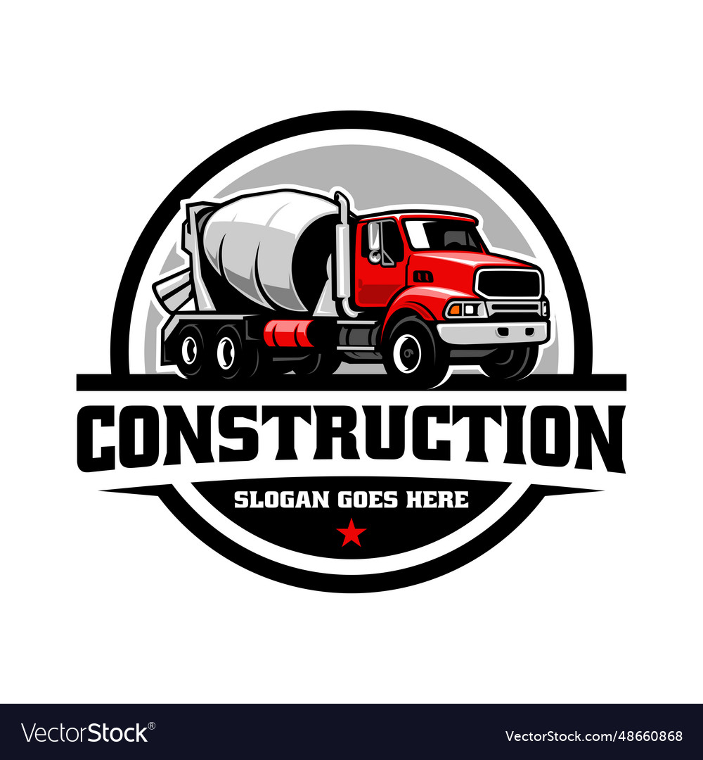 Concrete mixer truck logo Royalty Free Vector Image