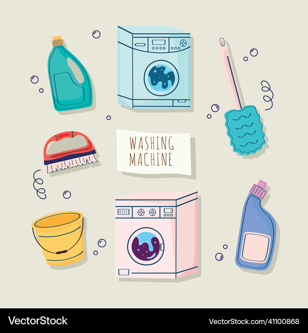 Eight Household Cleaning Icons Royalty Free Vector Image