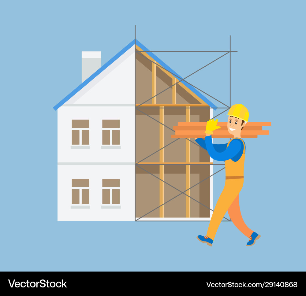 Building Engineer Vector Engineer working on building construction Vector Image