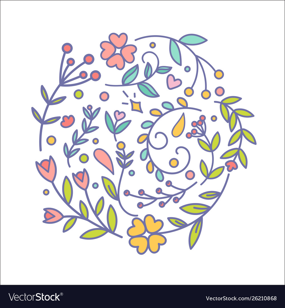 Floral decor set different botanical decor vector image Floral decor set different botanical decor