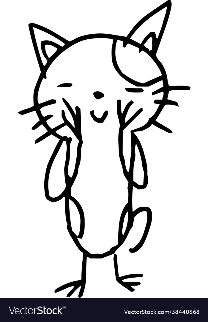 Monochrome cute cat scribble drawn a child Vector Image