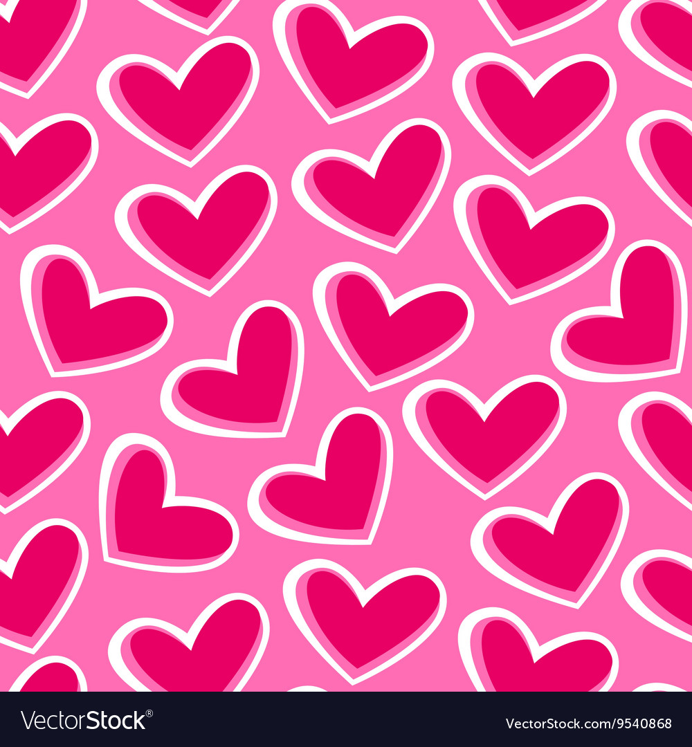 Pink hearts in a seamless pattern Royalty Free Vector Image