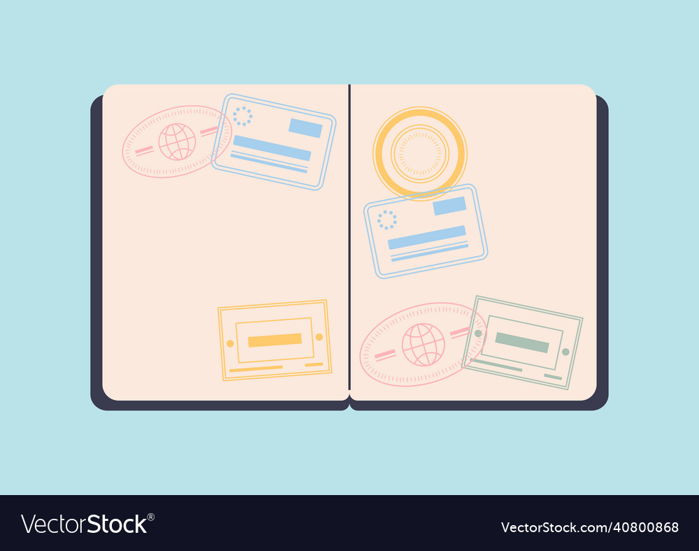 Travel album in passport Royalty Free Vector Image