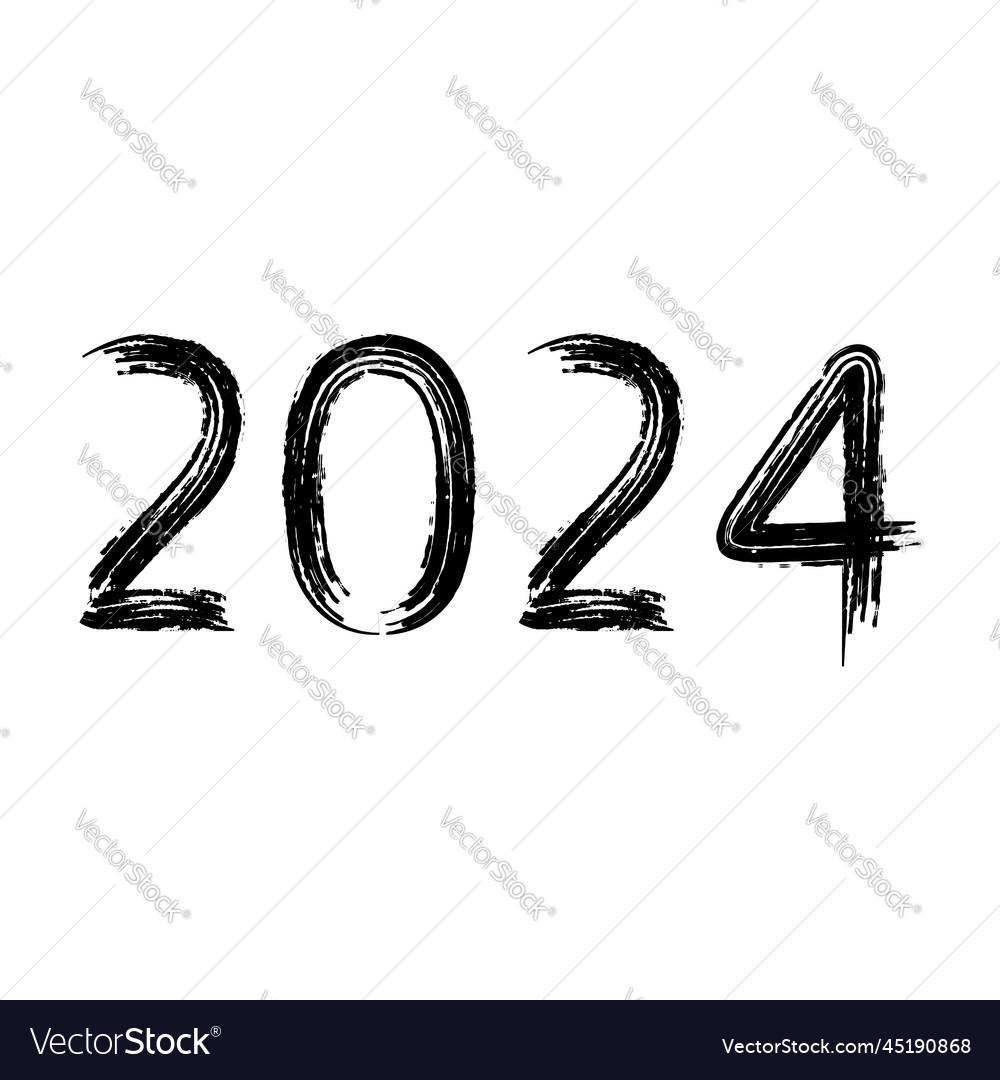 Year 2024 Figures Black Brush Drawing Royalty Free Vector   Year 2024 Figures Black Brush Drawing Vector 45190868 