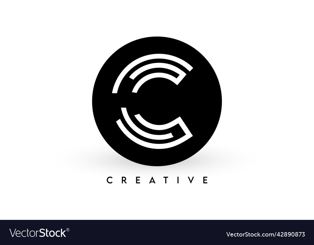 C letter logo design on a black circle creative Vector Image