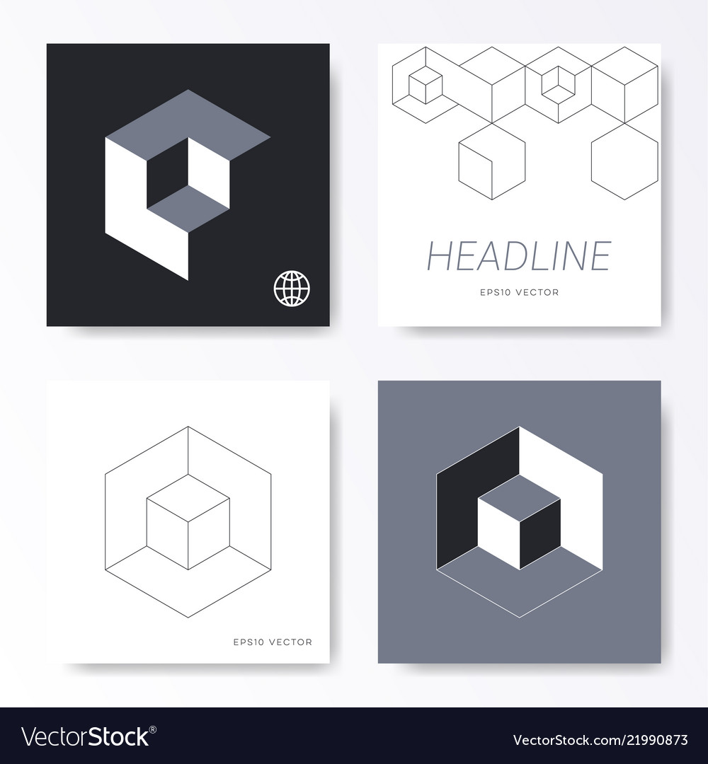 minimalist cube design card cover templates vector image