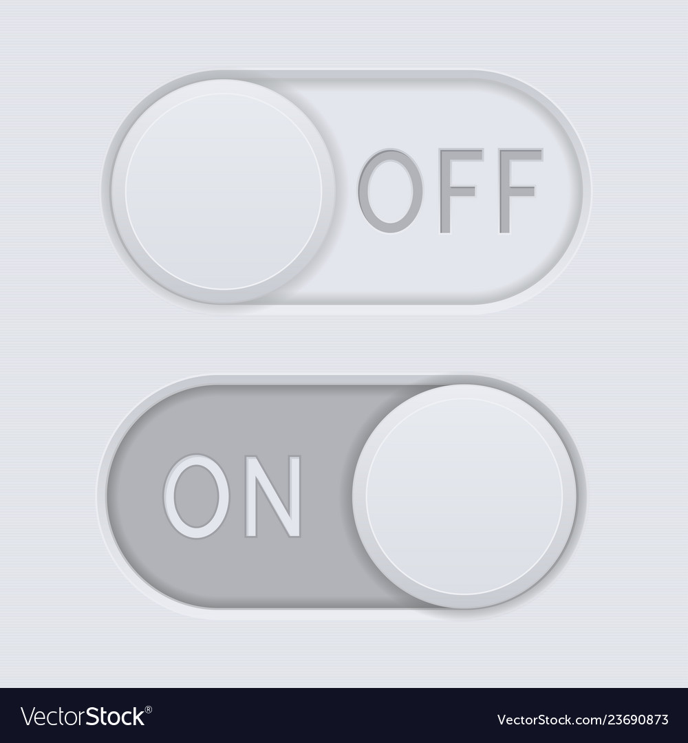 Toggle switch buttons on and off Royalty Free Vector Image
