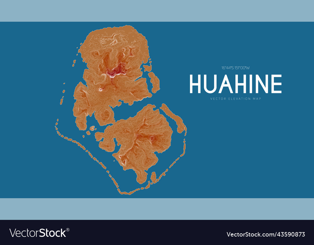 Topographic map of huahine society islands Vector Image