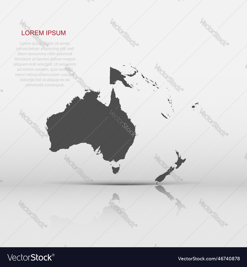 Australia and oceania map icon in flat style Vector Image