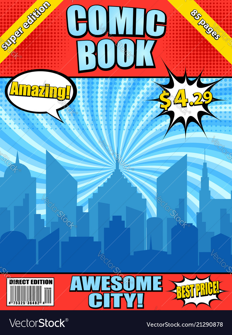 Comic book cover template Royalty Free Vector Image