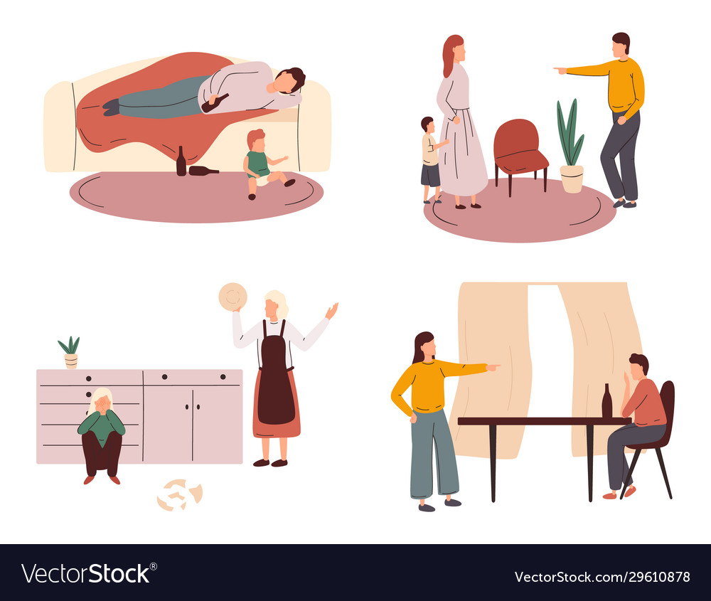 Family or domestic abuse unhappy marriage Vector Image