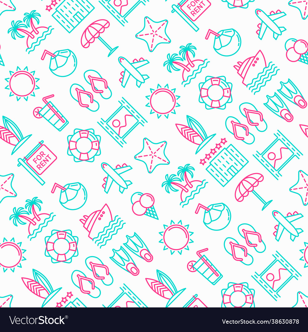 Holiday seamless pattern with thin line icons vector image Holiday seamless pattern with thin line icons