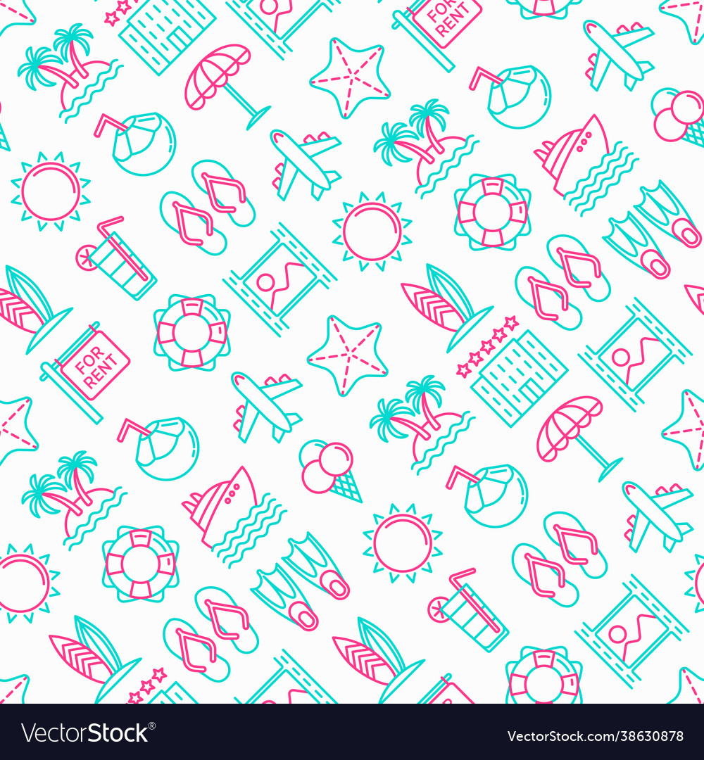 Holiday seamless pattern with thin line icons