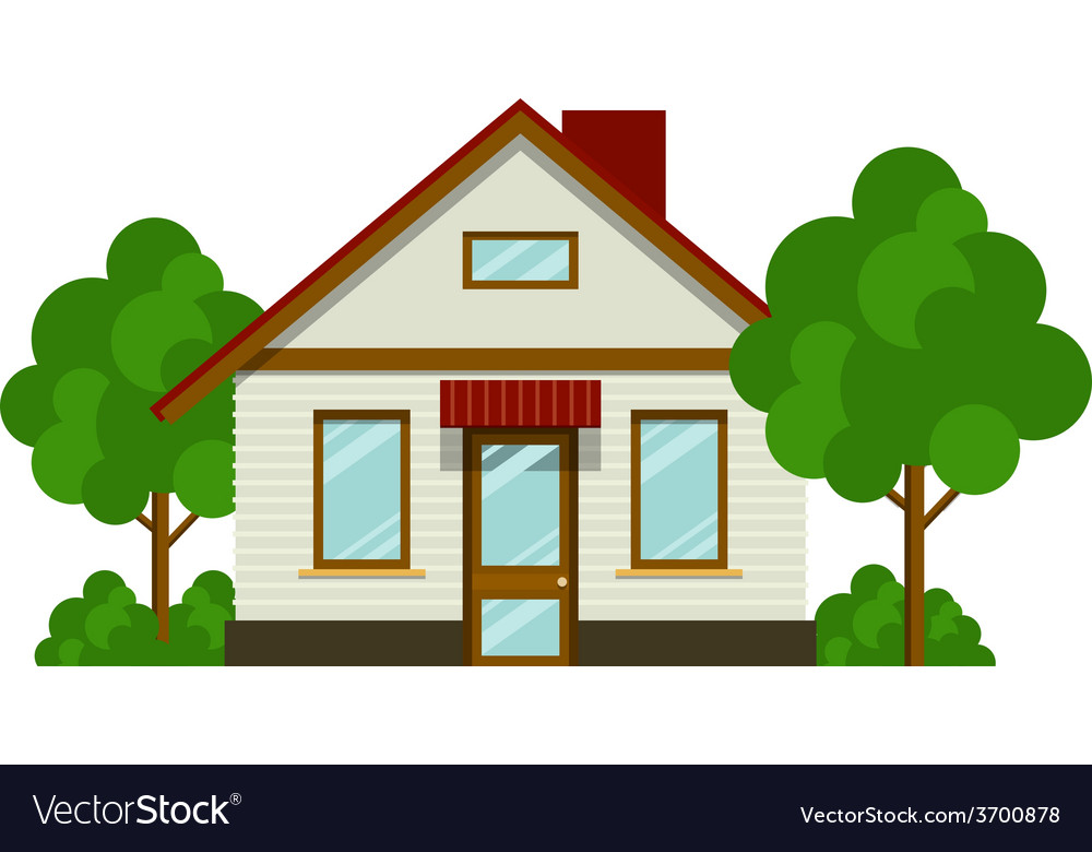 House with trees Royalty Free Vector Image - VectorStock