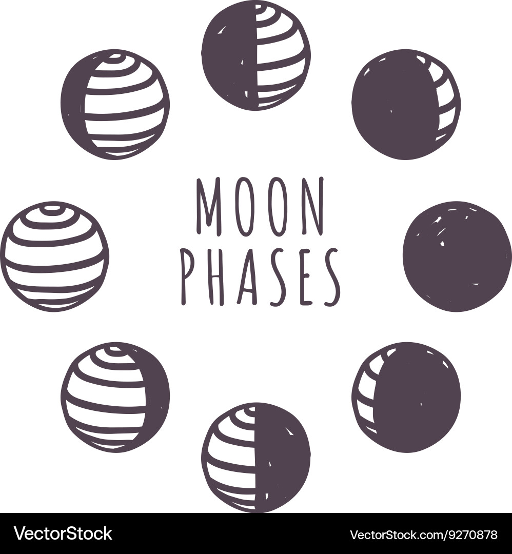 Moon phases set Royalty Free Vector Image - VectorStock