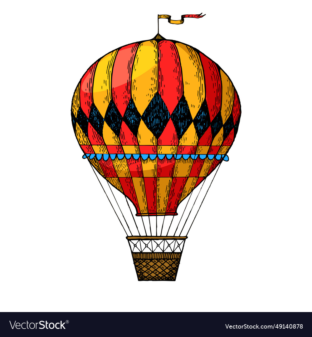 Vintage air balloon engraving style Royalty Free Vector