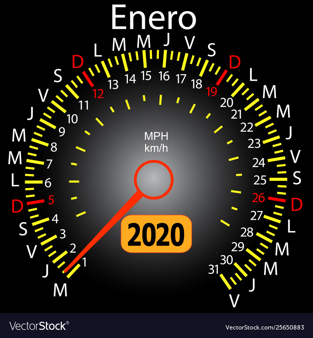 2020 year calendar speedometer car in spanish january 2020 calendar spanish