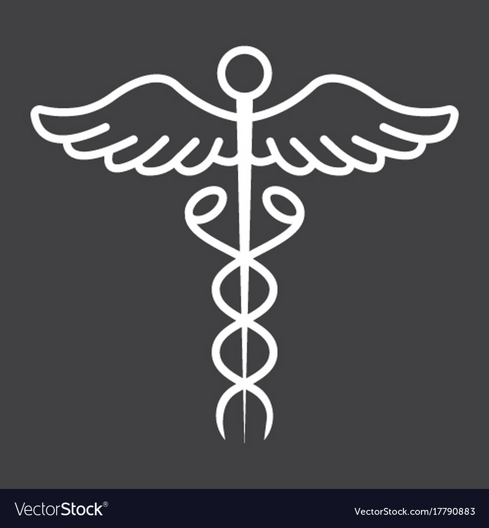 Caduceus line icon medicine and healthcare Vector Image