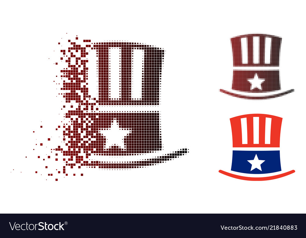 fragmented pixel halftone uncle sam hat icon vector image uncle sam vector