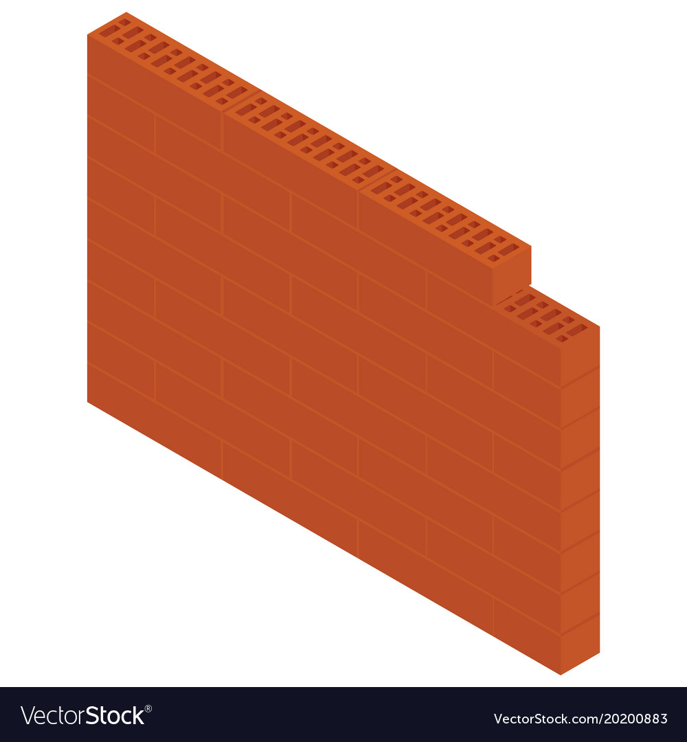 Isometric brick wall Royalty Free Vector Image
