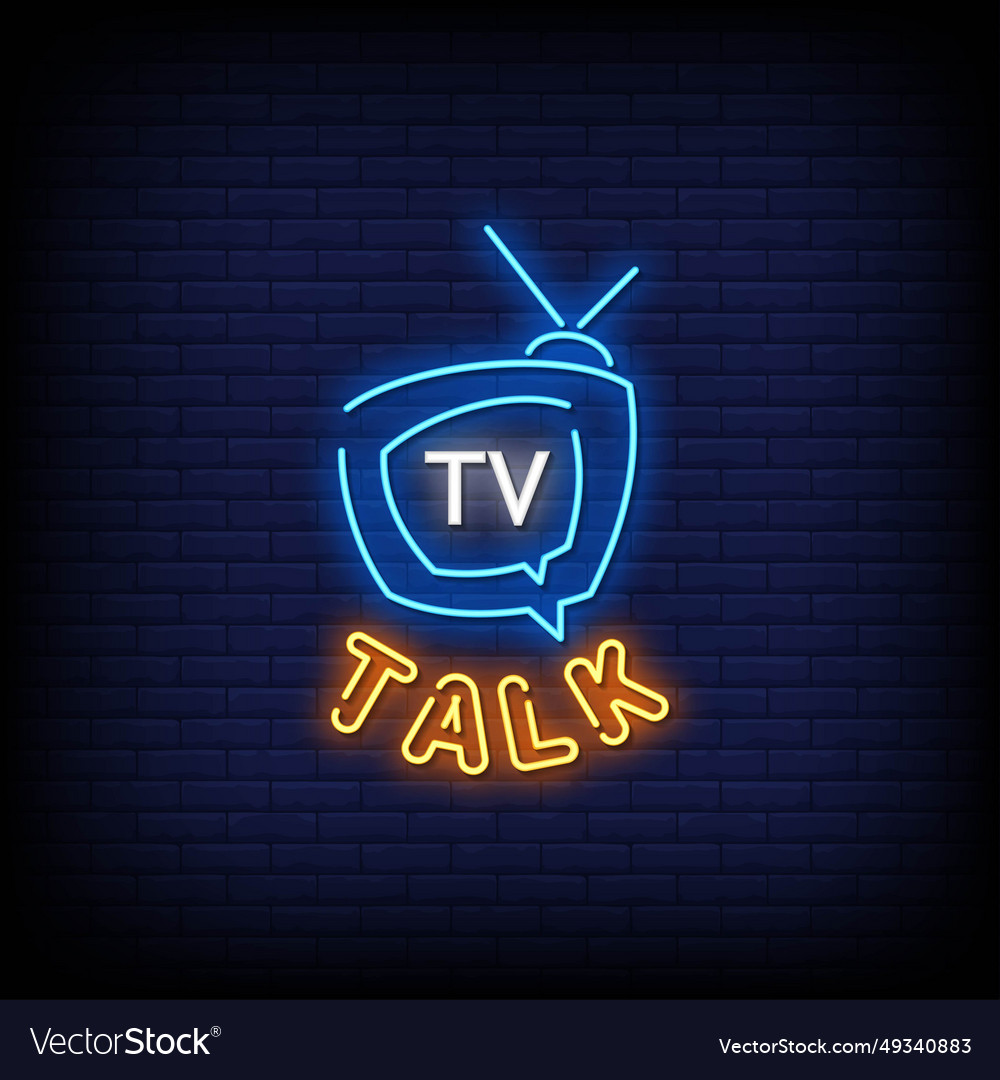 Neon sign talk tv with brick wall background Vector Image