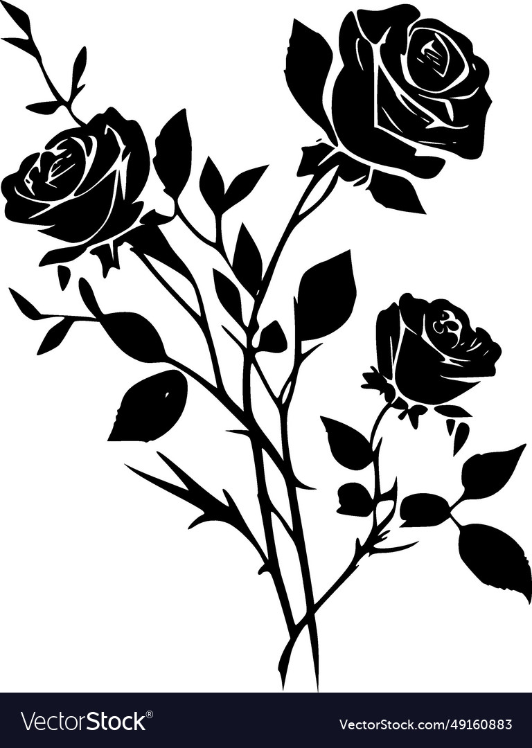 Roses - Black And White Royalty Free Vector Image