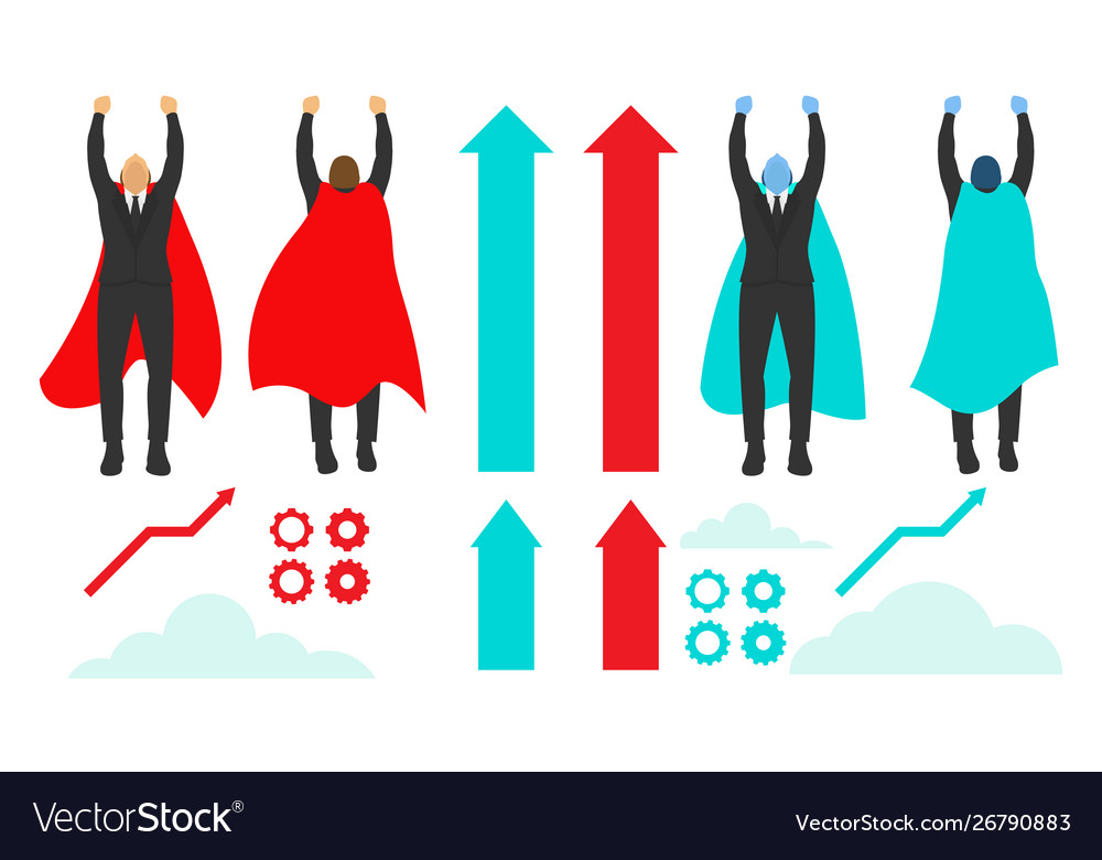 Set businessman superhero actions different Vector Image