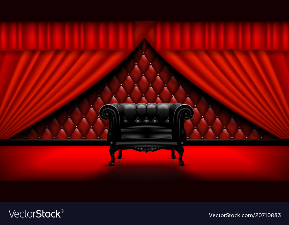 Vintage leather chair on a background of red