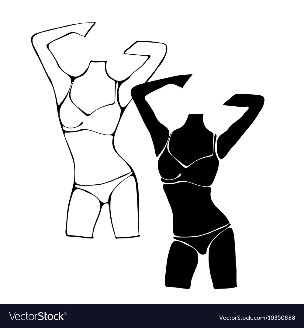 Beautiful black and white nude woman silhouettes Vector Image