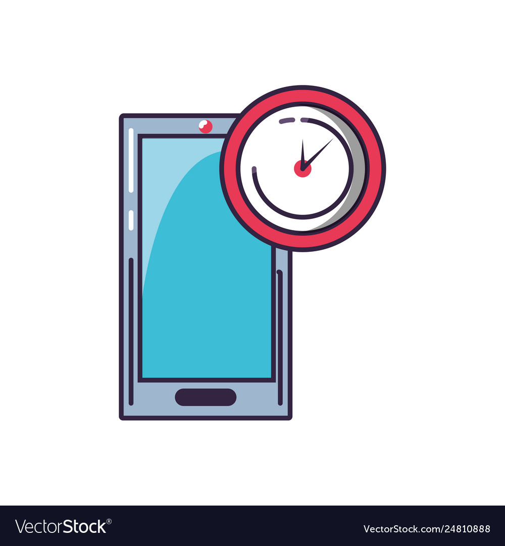 Clock time with smartphone device Royalty Free Vector Image