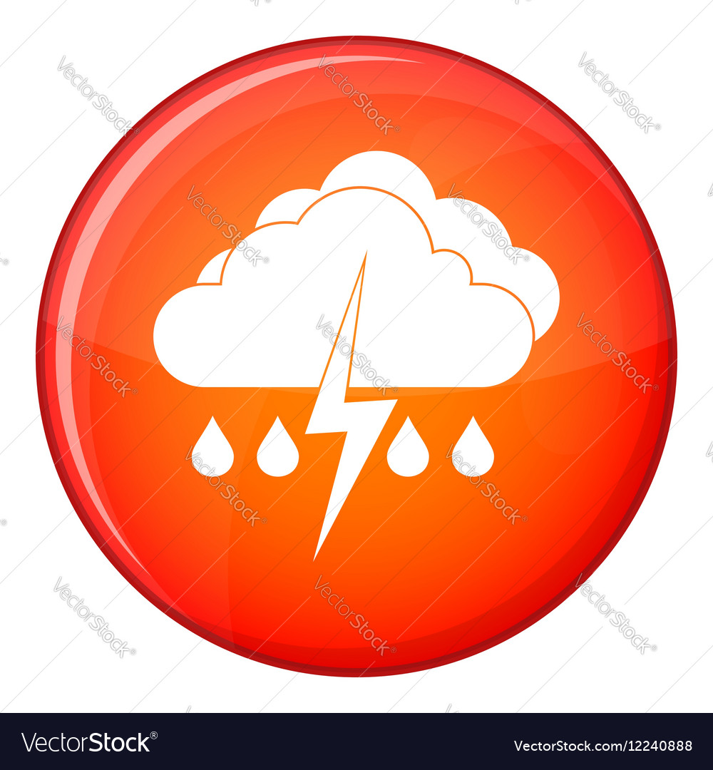 Cloud with lightning and rain icon flat style Vector Image