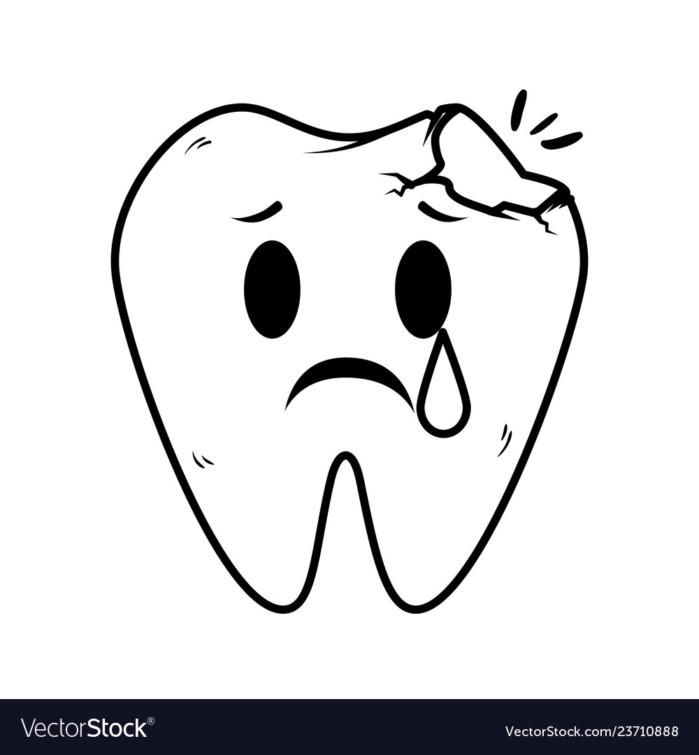 Comic tooth broken kawaii character Royalty Free Vector