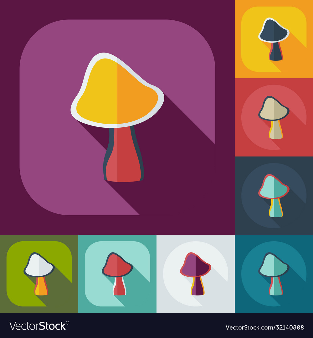 Flat modern design with shadow icons mushroom