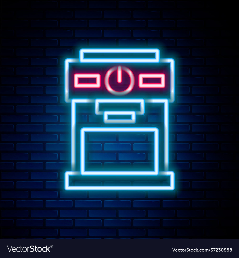 Glowing neon line coffee machine icon isolated Vector Image