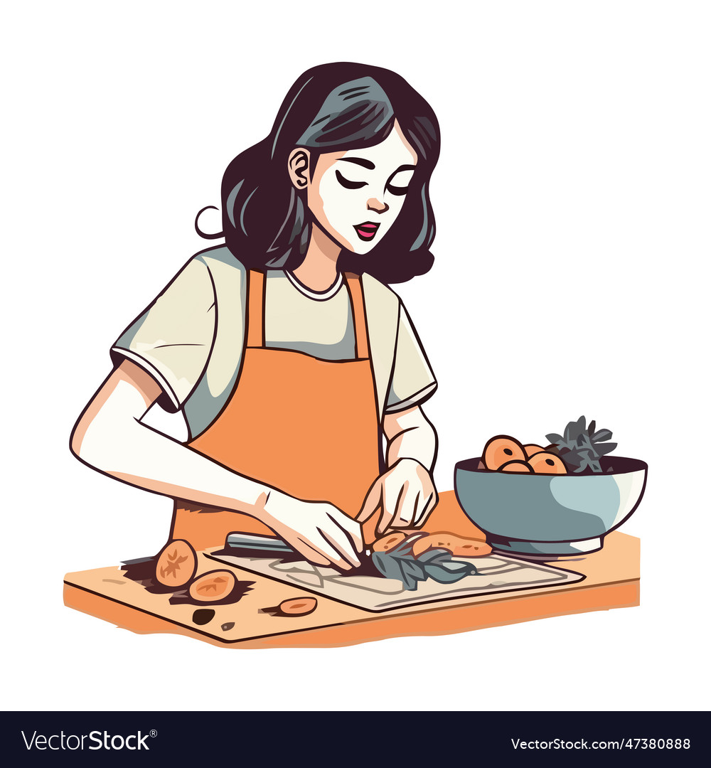 One person standing preparing dessert recipe Vector Image