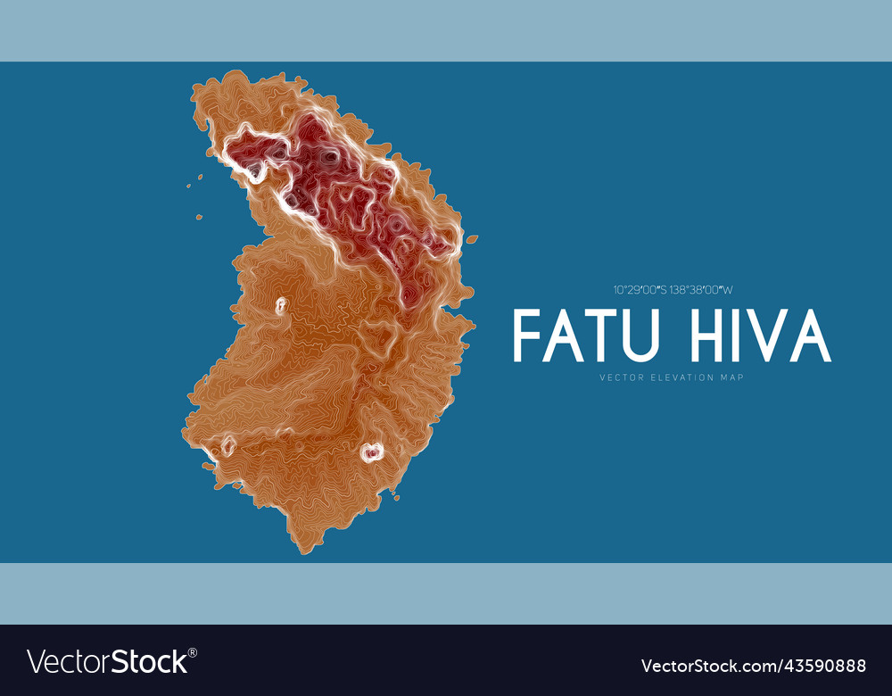 Topographic map of fatu hiva marquesas islands Vector Image