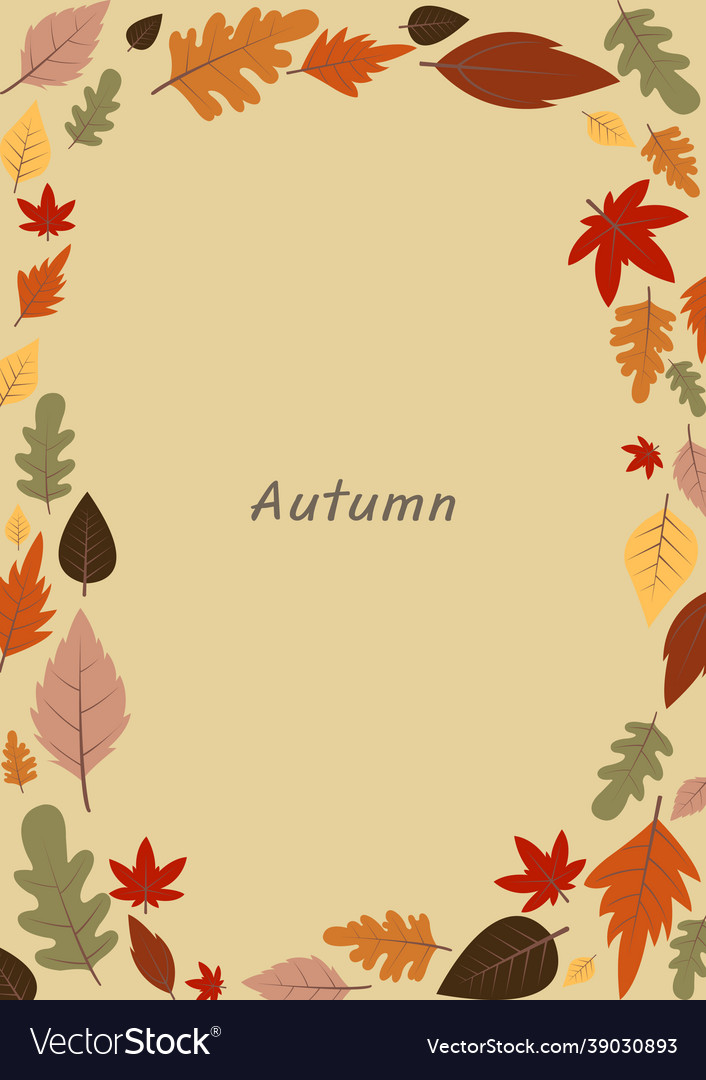 Abstract flat design fall leaves frame Royalty Free Vector