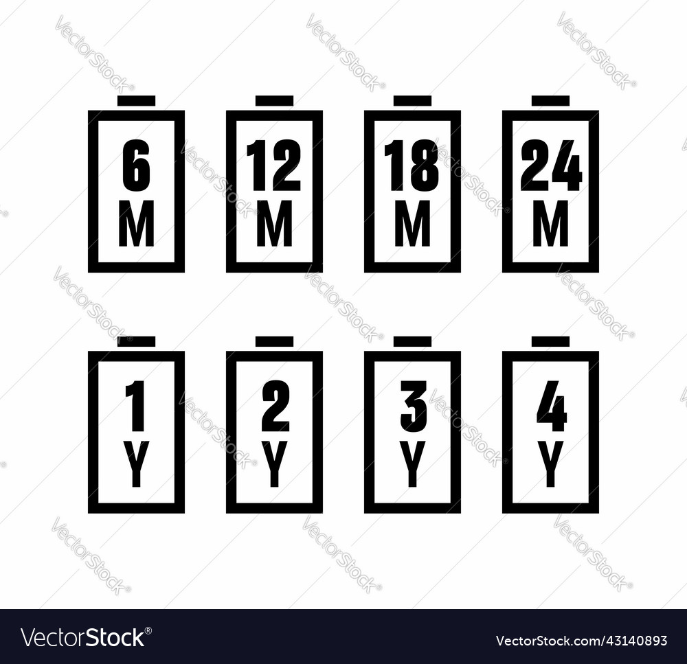 Battery Lifespan In Months And Years Royalty Free Vector