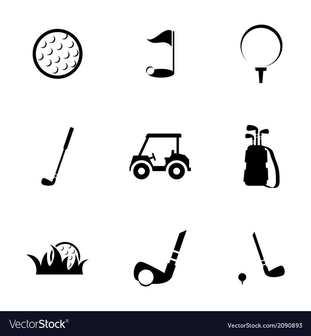 Black Golf Icons Set Royalty Free Vector Image