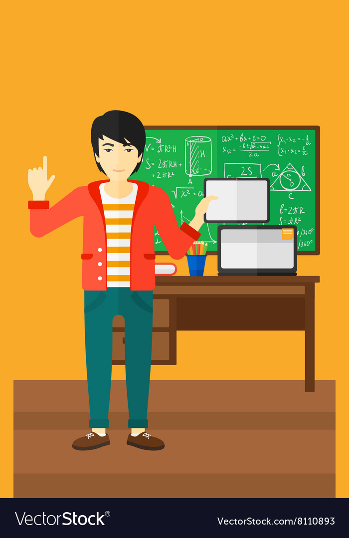 Man holding tablet computer Royalty Free Vector Image