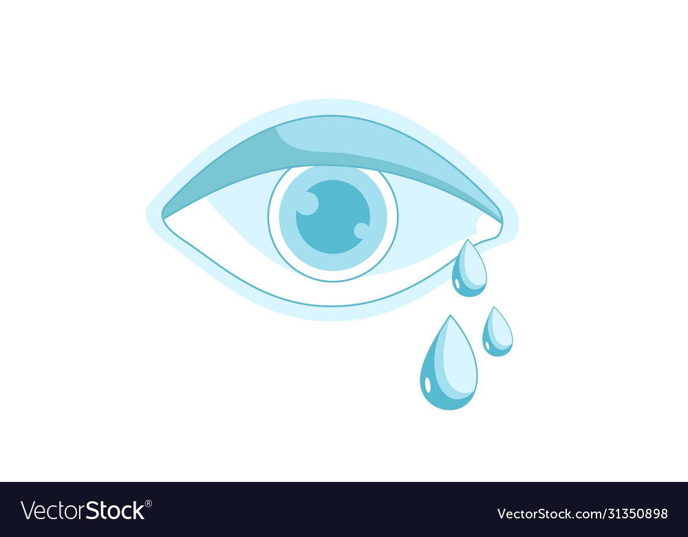 Crying eye with teardrop Royalty Free Vector Image