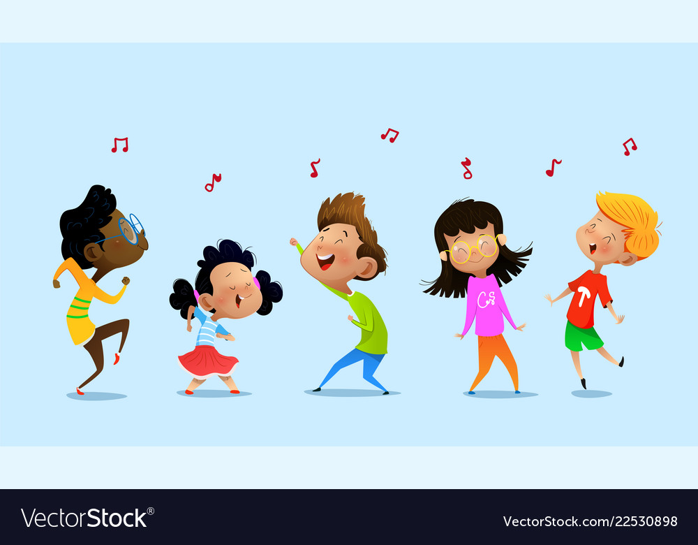 Dancing cartoon children Royalty Free Vector Image