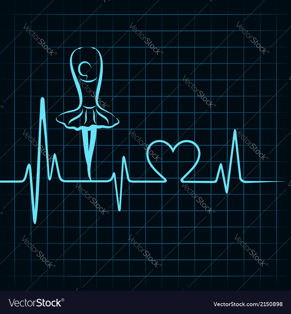 Heartbeat make a dancing girl and heart symbol Vector Image