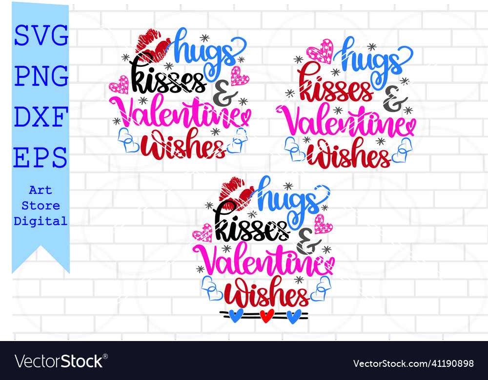 Hugs Kisses And Valentine Wishes Svg Royalty Free Vector 8008