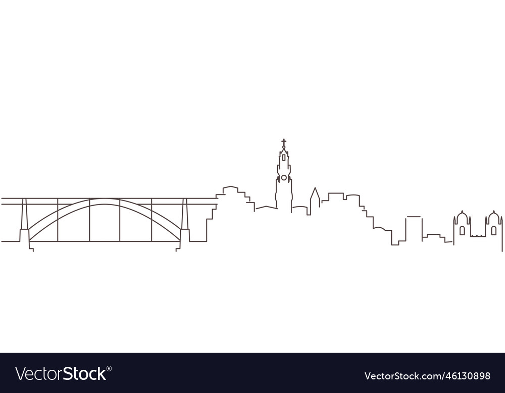 Porto dark line simple minimalist skyline Vector Image