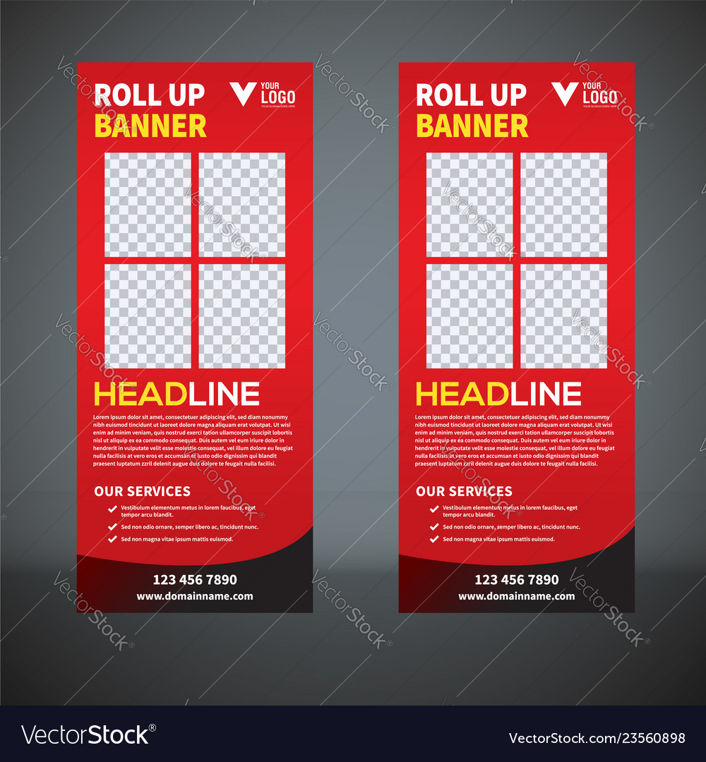 Roll Up Banner Pull Up Banner X Banner Modern V Vector Image