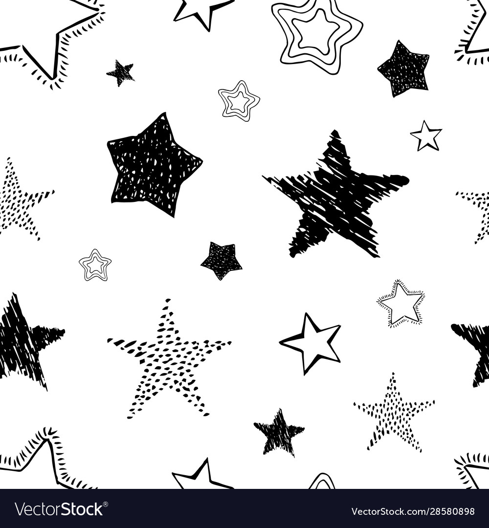 Seamless doodle hand drawn stars Royalty Free Vector Image