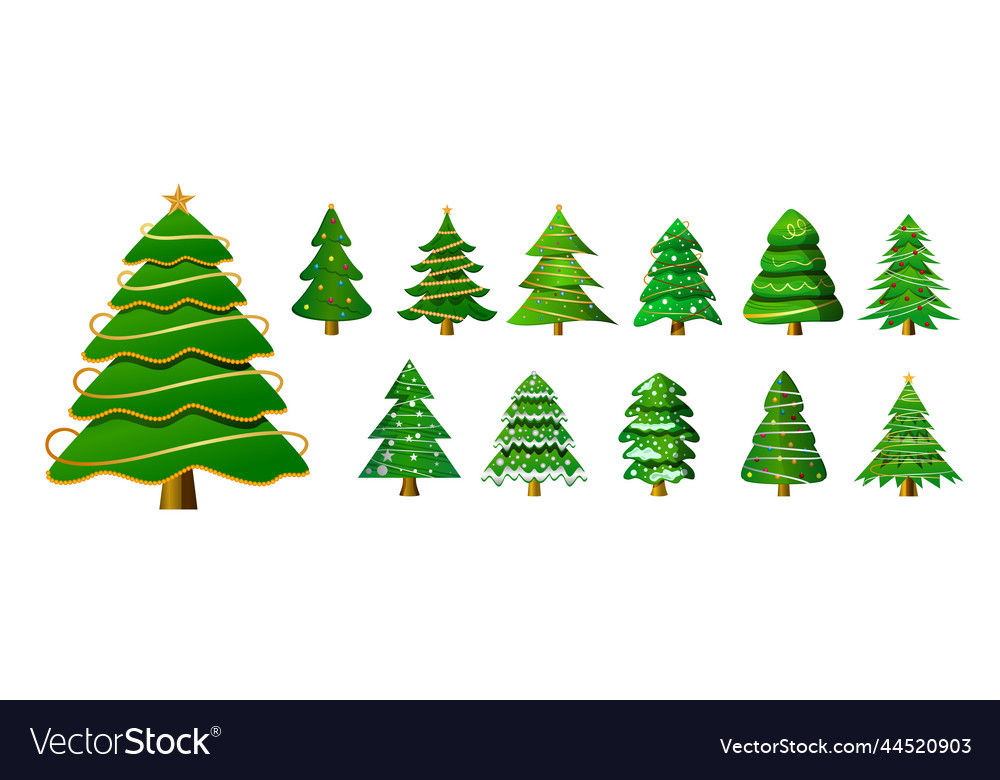 Collection of decorative xmas tree elements