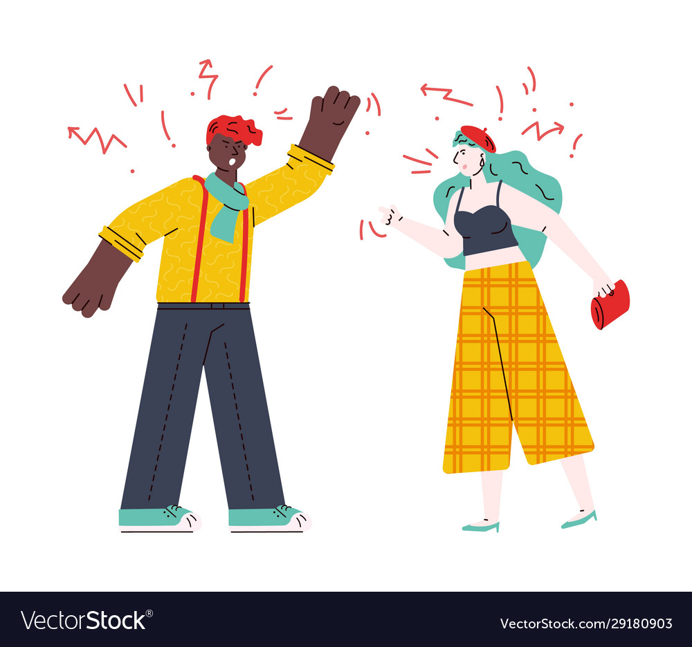 Couple quarrelling and swearing sketch cartoon Vector Image