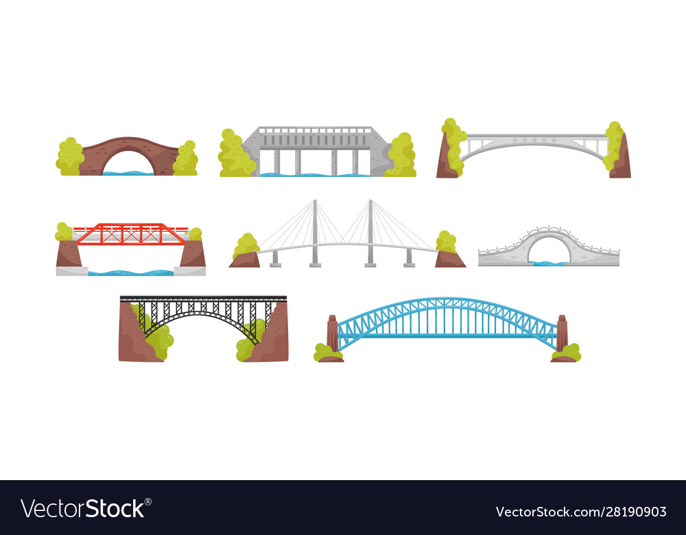 Different bridges collection urban architecture Vector Image